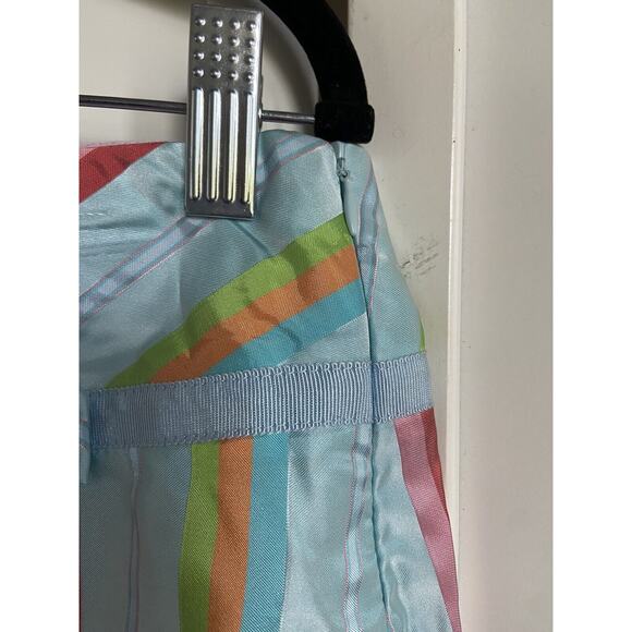 Rachelle Womens Skirt Sz 6 Blue Pink Orange Green Satin Striped Lace NEW - Picture 6 of 6